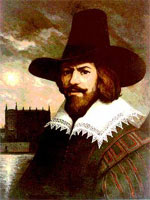 Guy Fawkes planting gunpowder in the cellar.