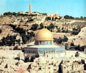 Mount of Olives overlooking Jerusalem where Christ rose from the dead.