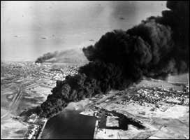 A pall of smoke rising over Port Said 