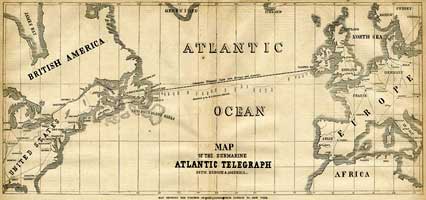 Route of the cable from Newfoundland to Ireland. 