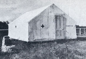 "Disinfection" tent at San Antonio Pest House. The only disinfection done was to look for bedbugs in the clothing of the patients or those to be held in detention.