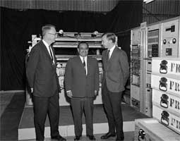 Preparing to X-ray the pyramids with Egyptologist Ahmed Fakhry and team leader Jerry Anderson, Berkeley, 1966.